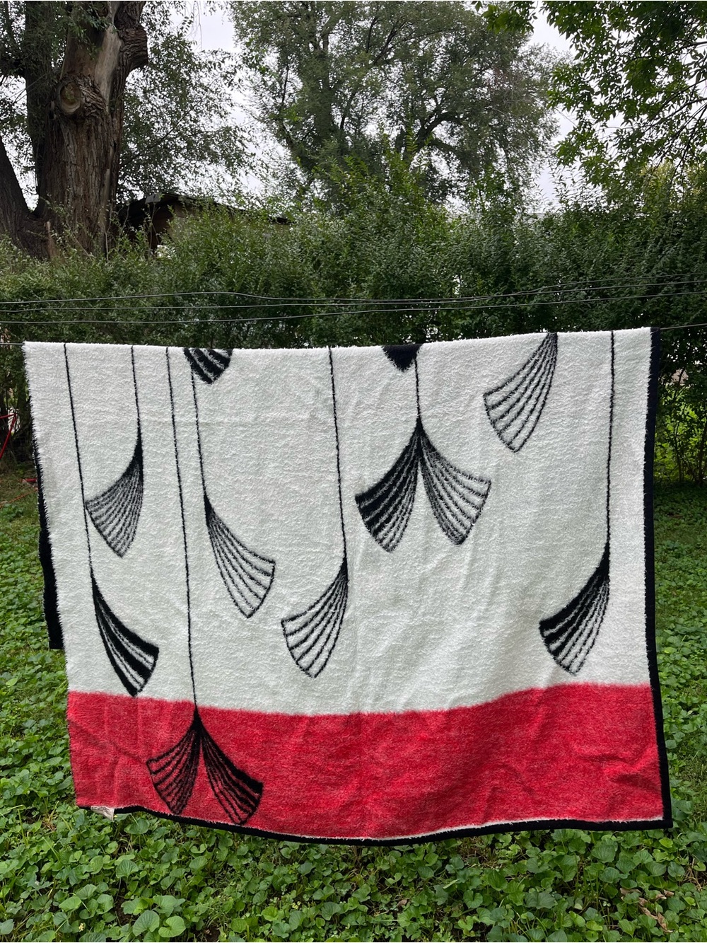 Vintage 90s Bierderlack Geometric Abstract Reversible Blanket USA Made 56”x76”